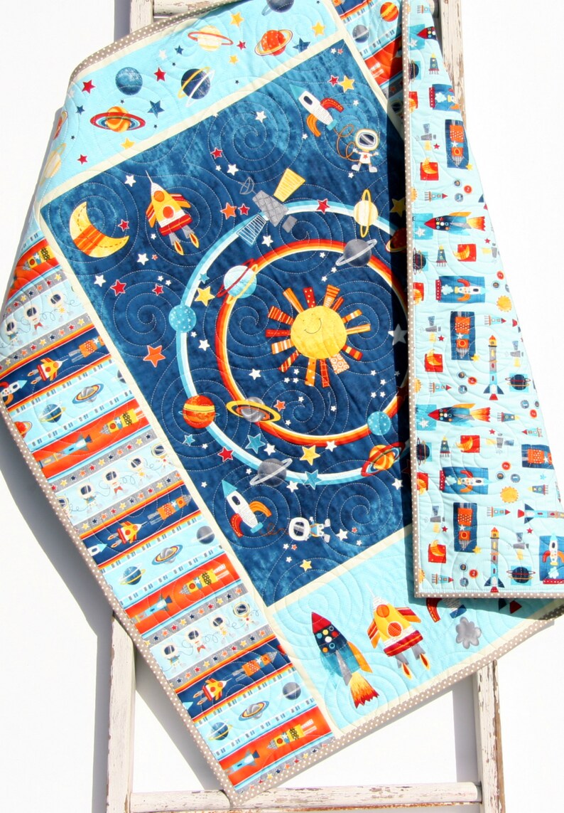 Baby Nursery Space Crib Bedding Solar System Quilt Etsy