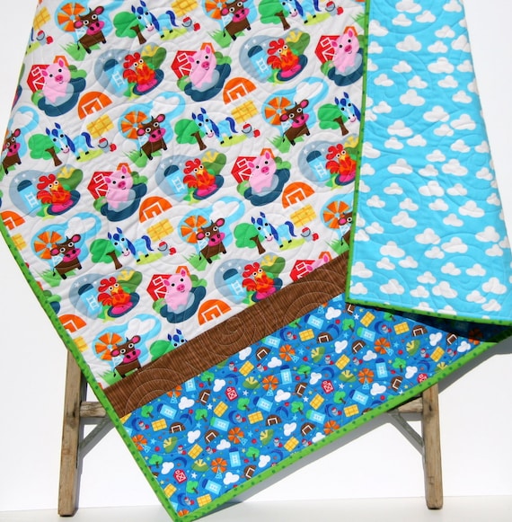 Farm Quilt Pig Baby Blanket Boy Or Girl Crib Bedding Etsy
