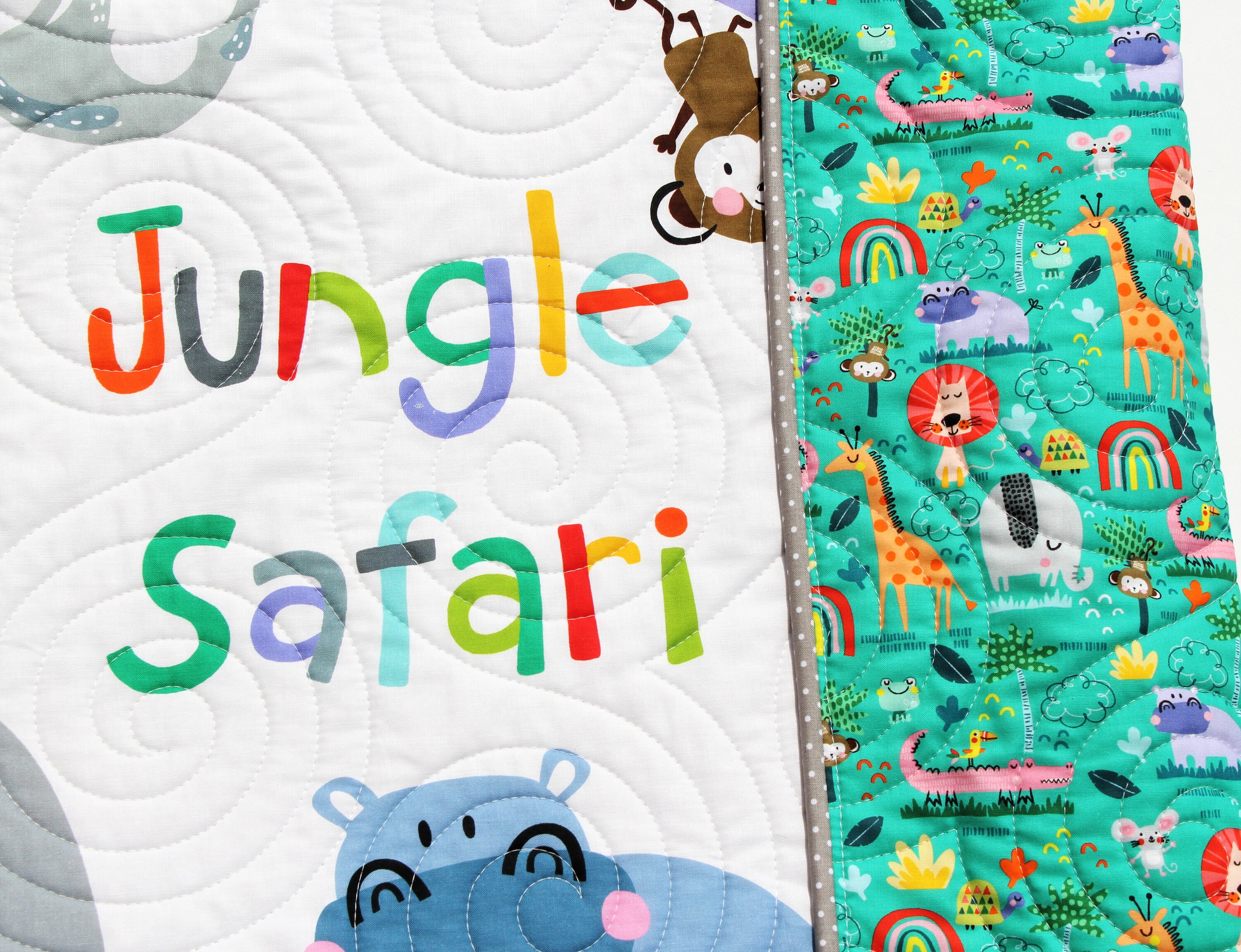 Jungle Safari Quilt Animals Nursery Decor Crib Bedding Personalized ...