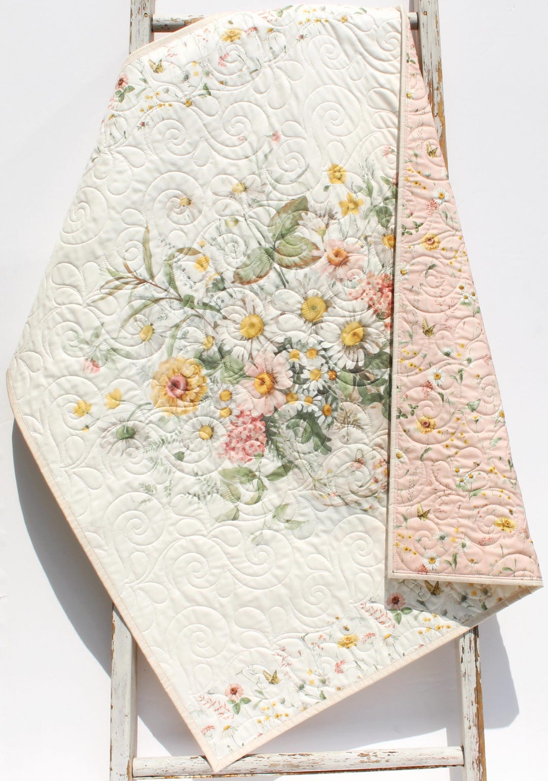 Handmade Floral Baby Quilt – Cottagecore Nursery Blanket – Personalized ...