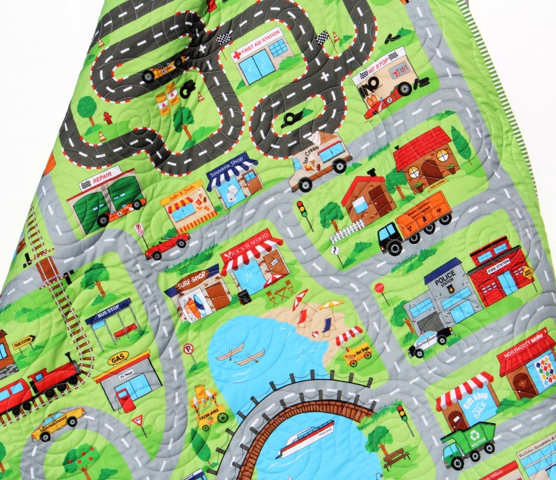 Playmat Quilt Roadway Baby Blanket Nursery Bedding Newborn Boy Etsy