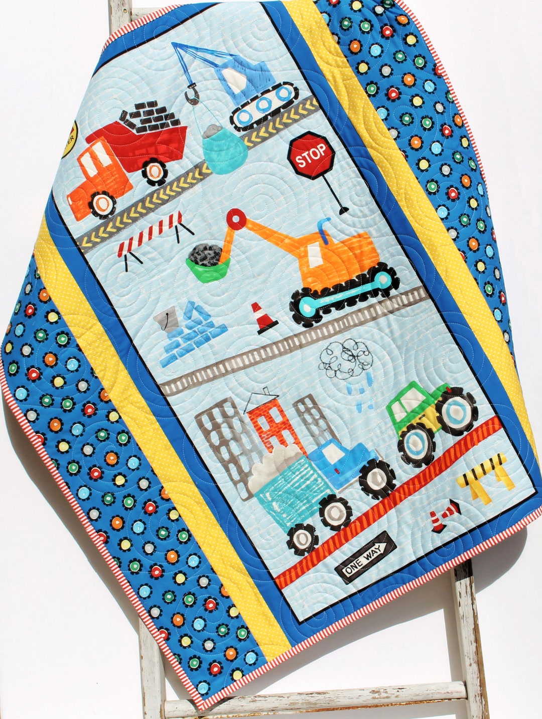 Trucks Quilt Construction Boy Baby Blanket Nursery Bedding Newborn Baby Shower Gifts for Him