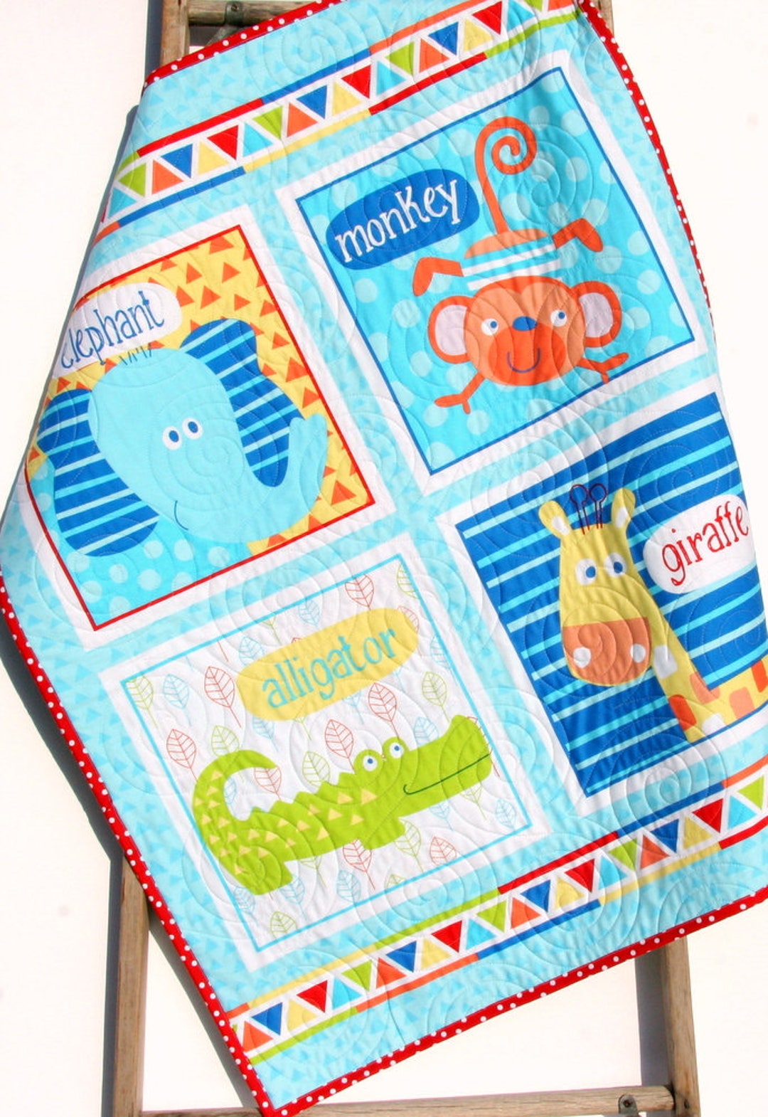 Safari Animal Quilt - Safari Nursery Decor - Animal Baby Quilt - Safari ...