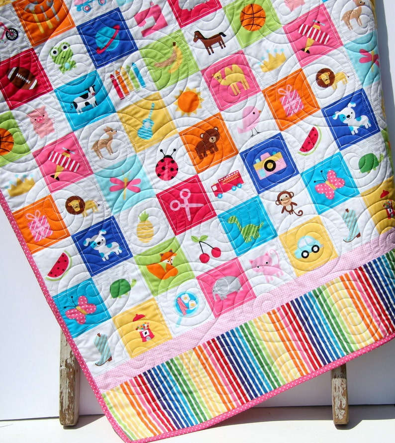 I Spy Quilt Personalized Baby Gift Patchwork Handmade Quilt Etsy