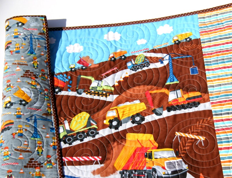 Construction Quilt Boy Baby Blanket Truck Nursery Bedding Etsy