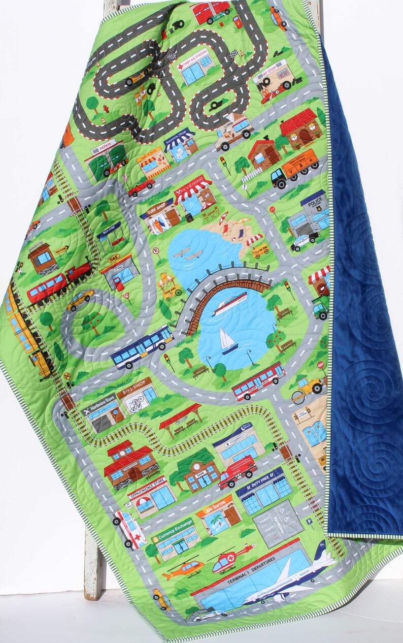 Playmat Quilt Roadway Baby Blanket Nursery Bedding Newborn Boy Etsy