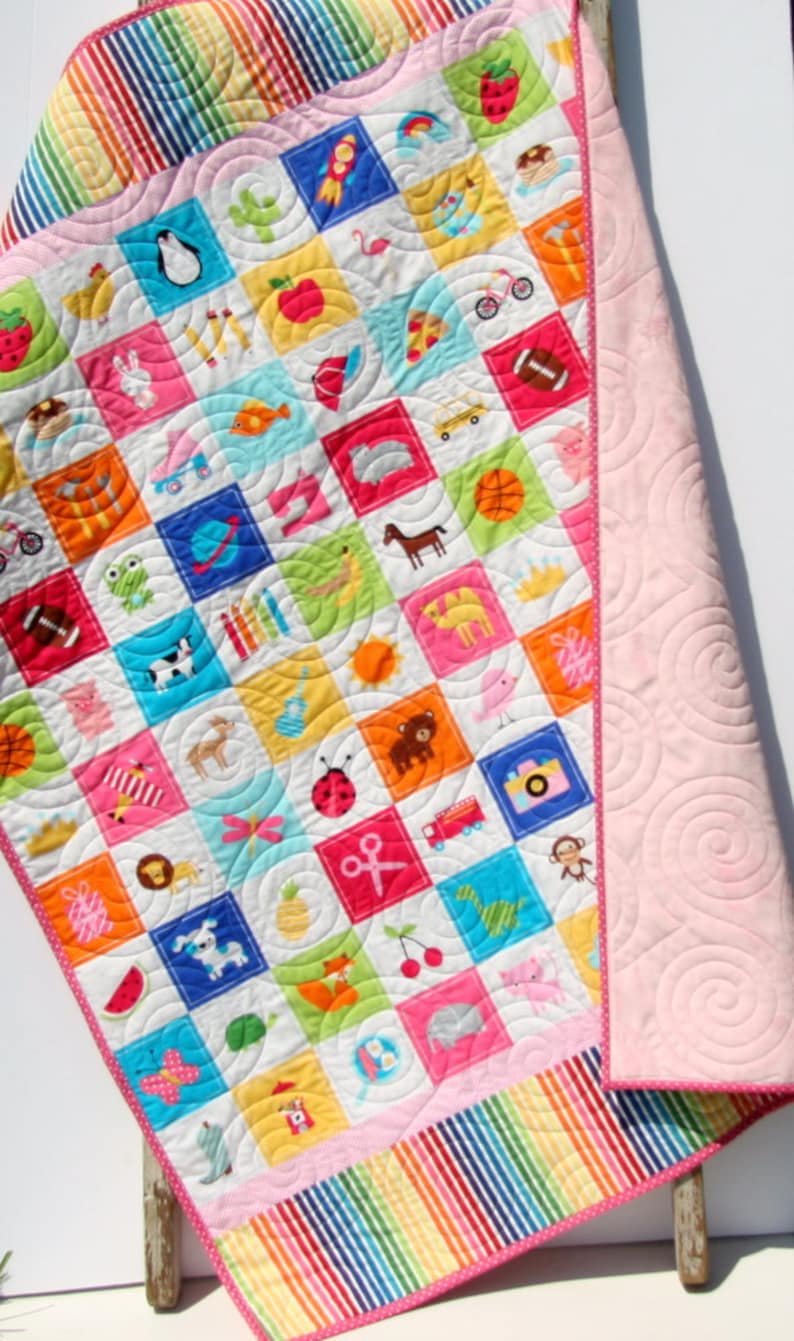 I Spy Quilt Personalized Baby Gift Patchwork Handmade Quilt Etsy