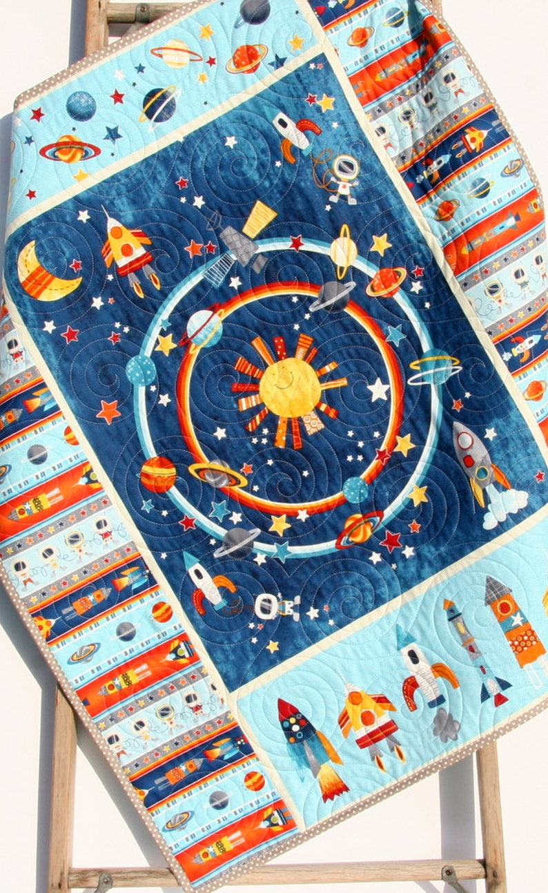 Baby Nursery Space Planets Crib Bedding Solar System Quilt Etsy