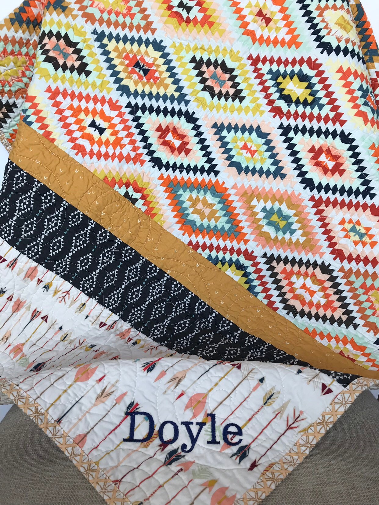 Aztec Baby Boy Tribal Baby Quilt Baby Boy Aztec Quilt Etsy