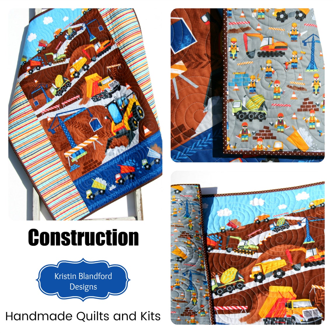 Construction Quilt Boy Baby Blanket Truck Nursery Bedding Etsy