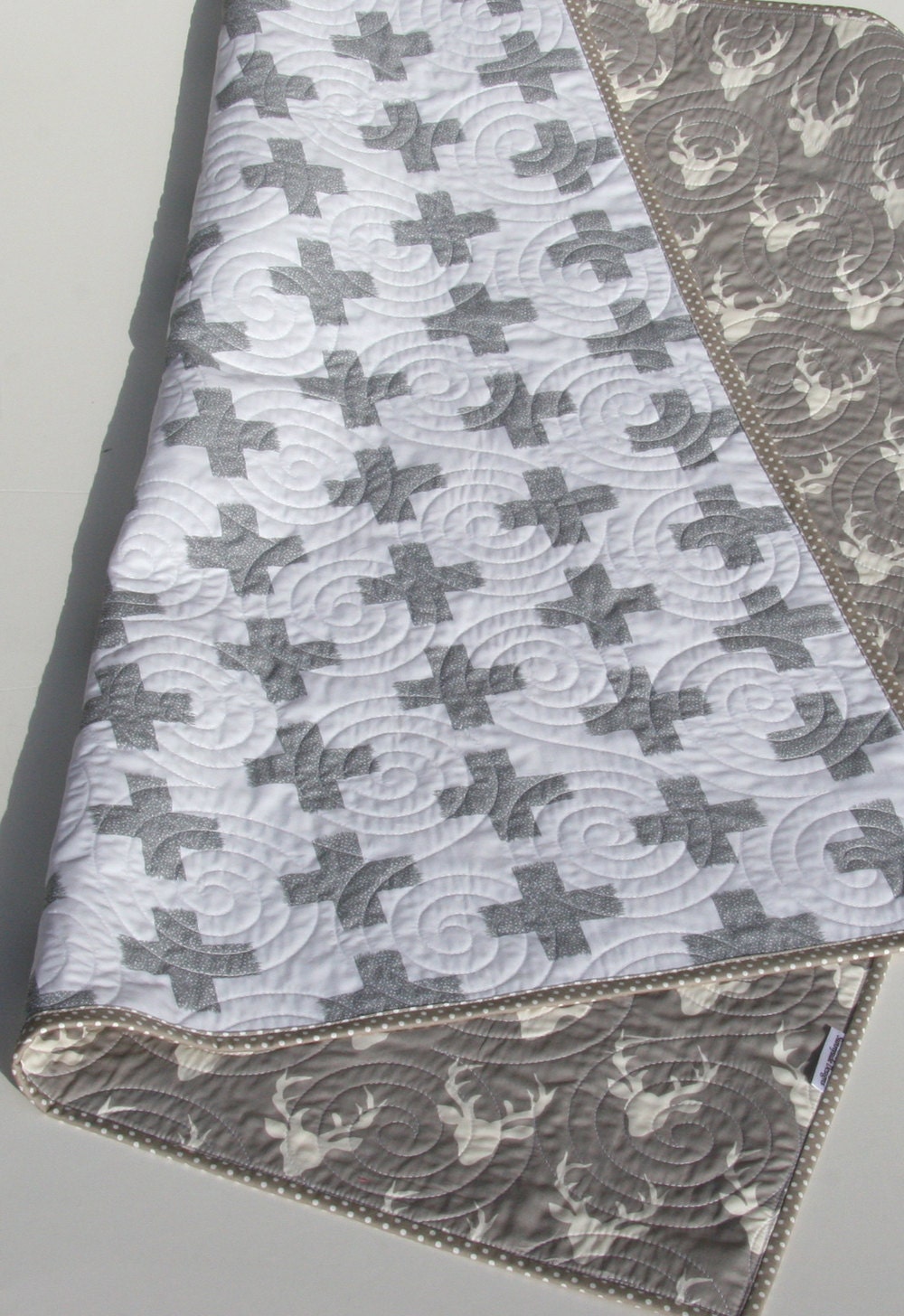 SALE Modern Crib Bedding Quilts Gray Buck Blanket Buck Baby - Etsy