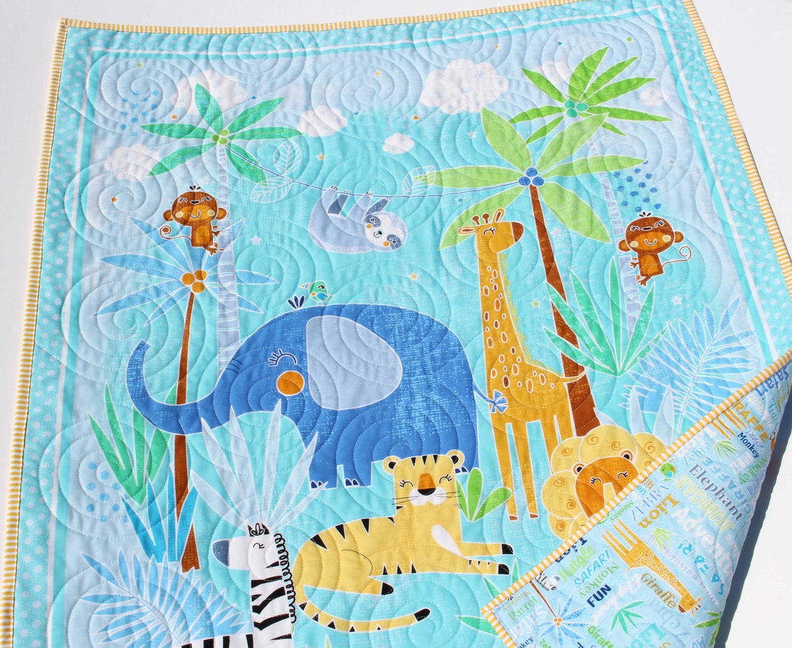 Safari Animal Quilt Jungle Nursery Decor Crib Bedding - Etsy