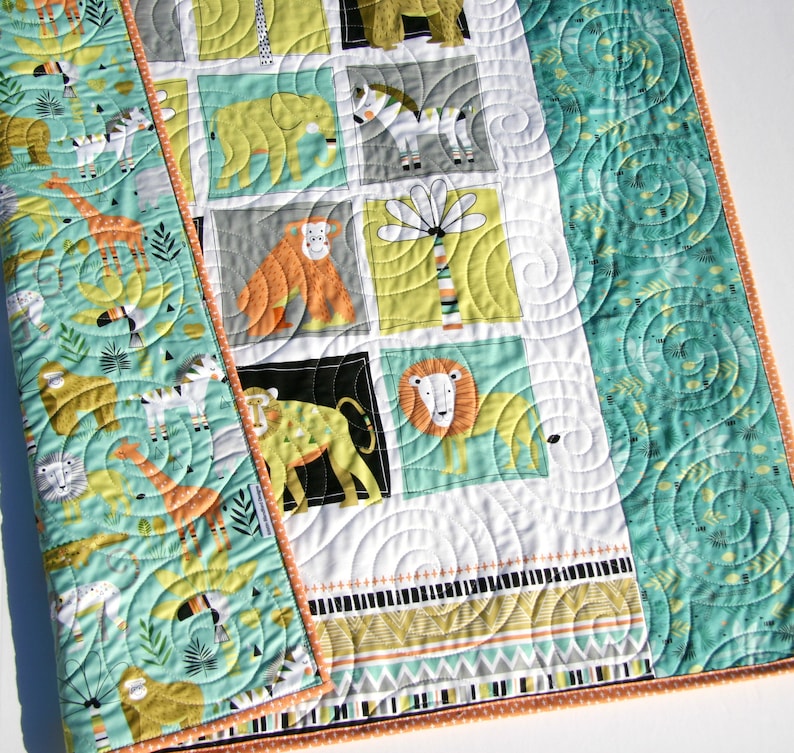 Jungle Quilt Safari Animals Baby Nursery Bedding Crib Cot Etsy