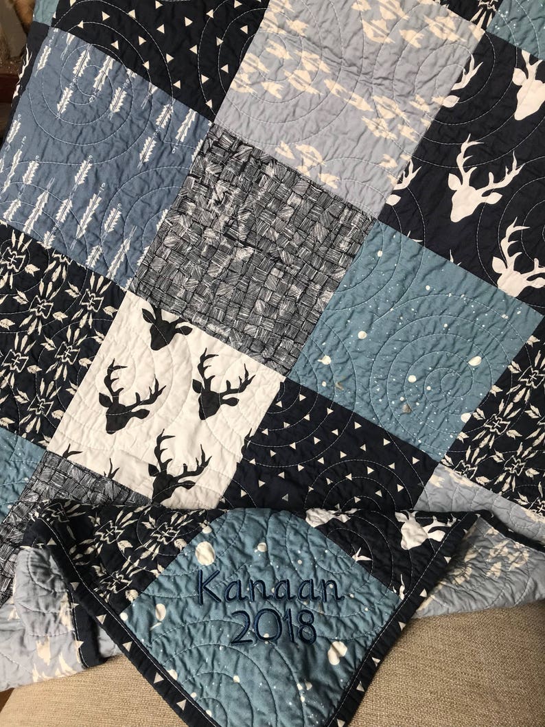 LAST ONE Woodland Quilt Baby Boy Deer Stag Baby Blanket Etsy