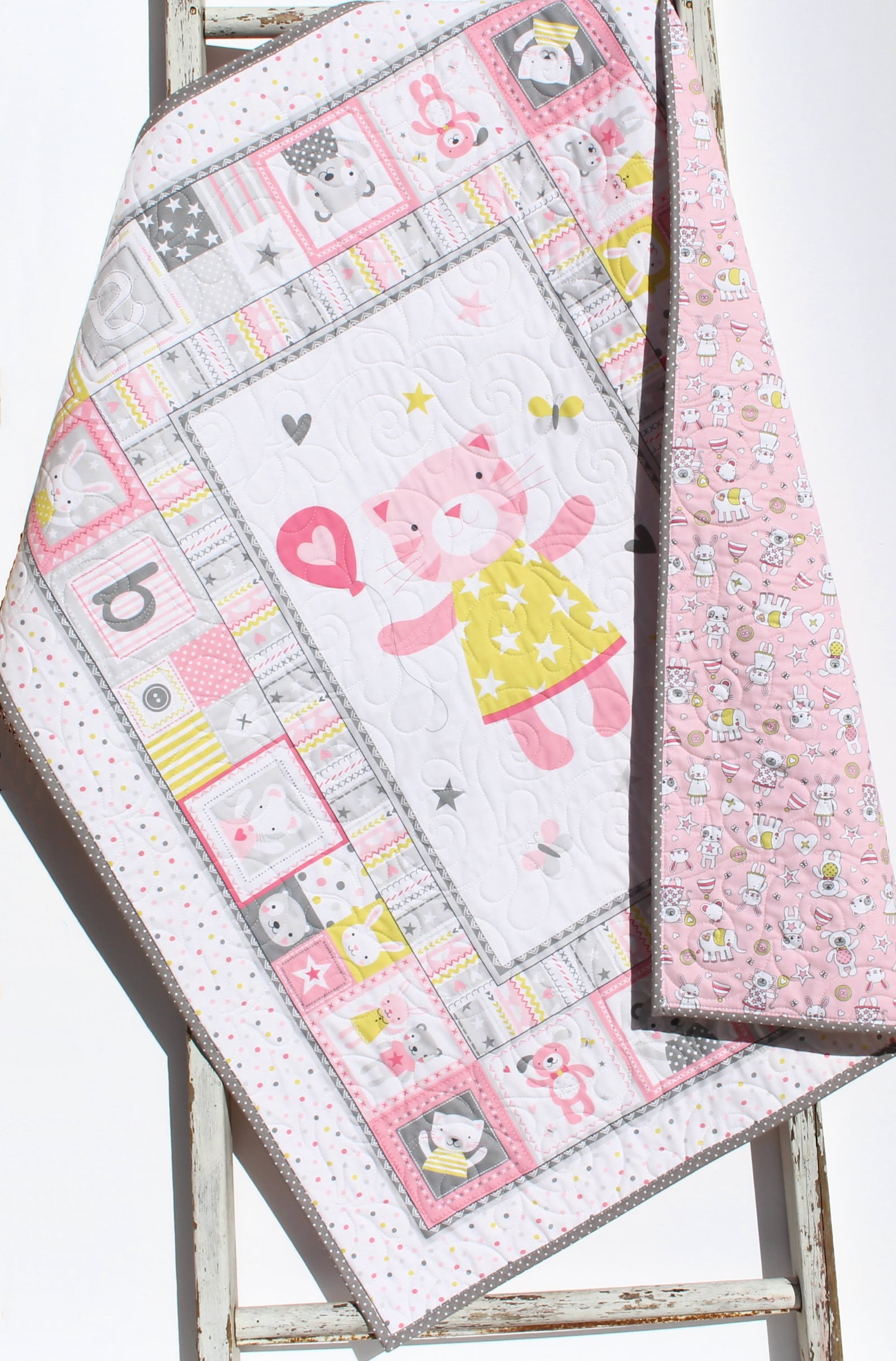 Newborn Baby Quilt Girl Bedding Handmade Monogrammed Gift Etsy