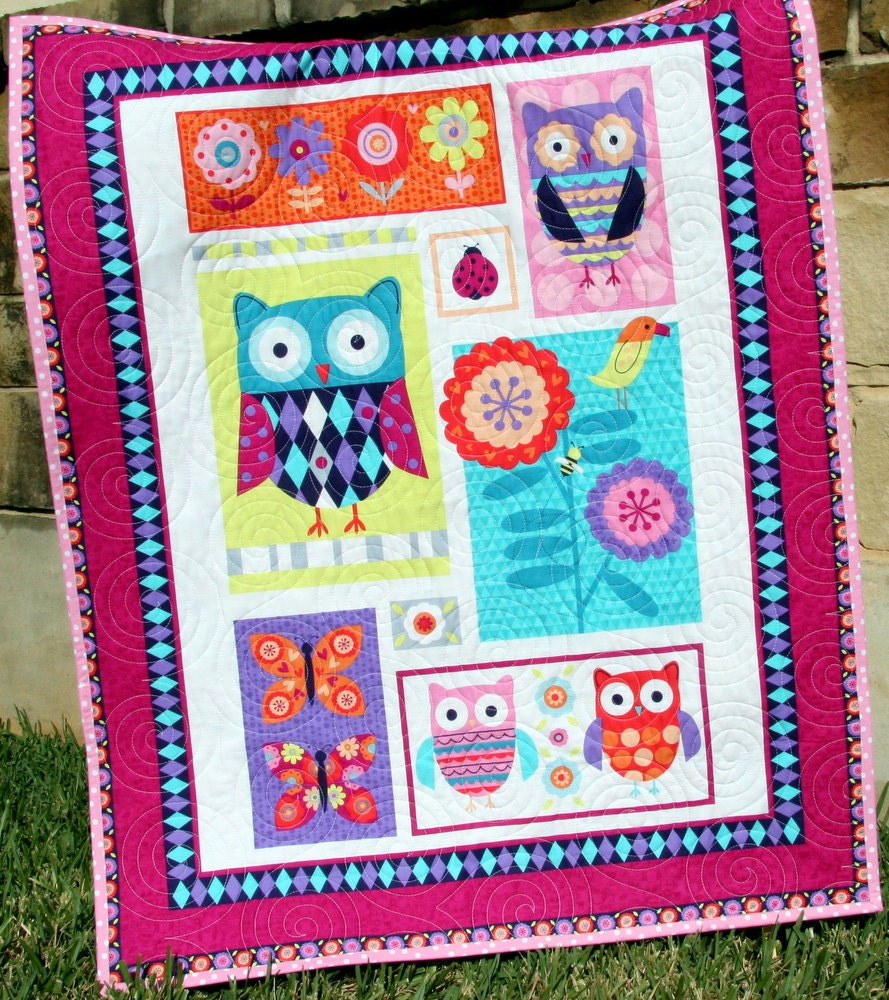 Owl Baby Quilt – Woodland Baby Girl Blanket – Pink Nursery Quilt – Crib Quilt Gift