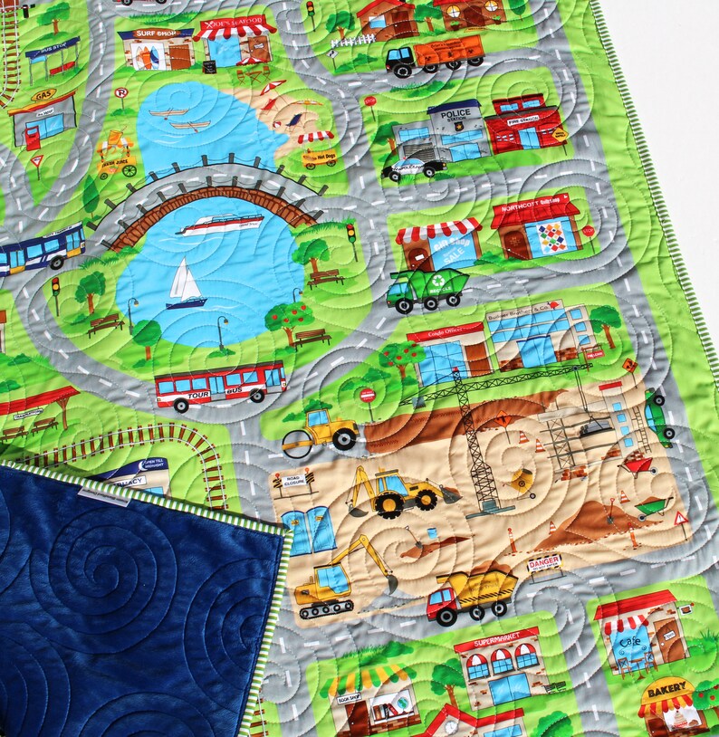 Playmat Quilt Roadway Baby Blanket Nursery Bedding Newborn Boy Etsy