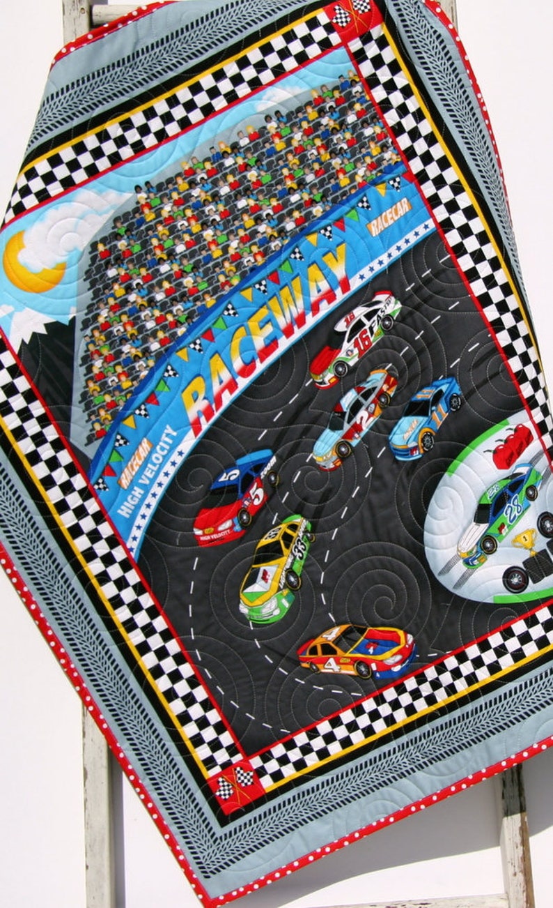 Racing Boy Quilt Race Car Nursery Bedding Race Track Crib Etsy