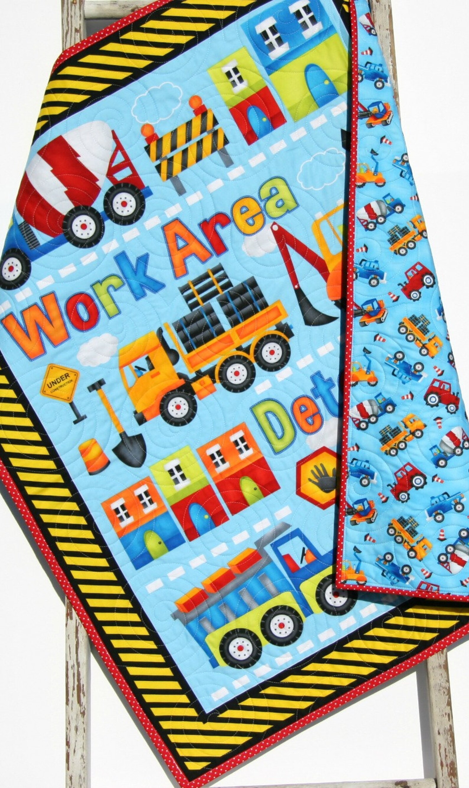 LAST ONE Truck Quilt Boy Baby Blanket Construction Nursery Etsy