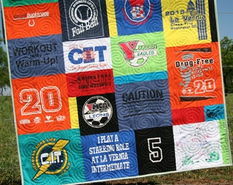 T-Shirt Quilt DEPOSIT Custom Memory Blanket Graduation Gift Tee Handmade Keepsake Personalized Modern Design Sport Clothing College Birthday