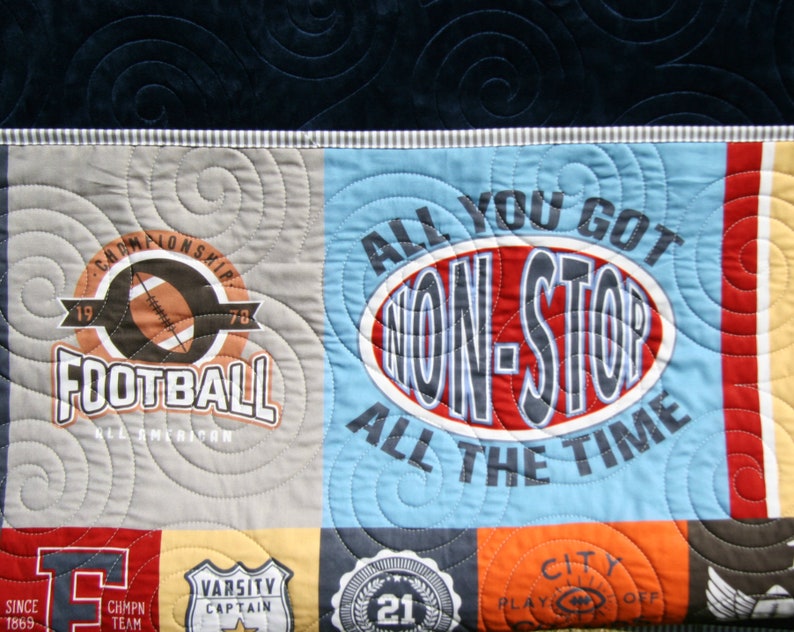 Football Quilt Gift for Him Patchwork Blanket Adult Minky Etsy