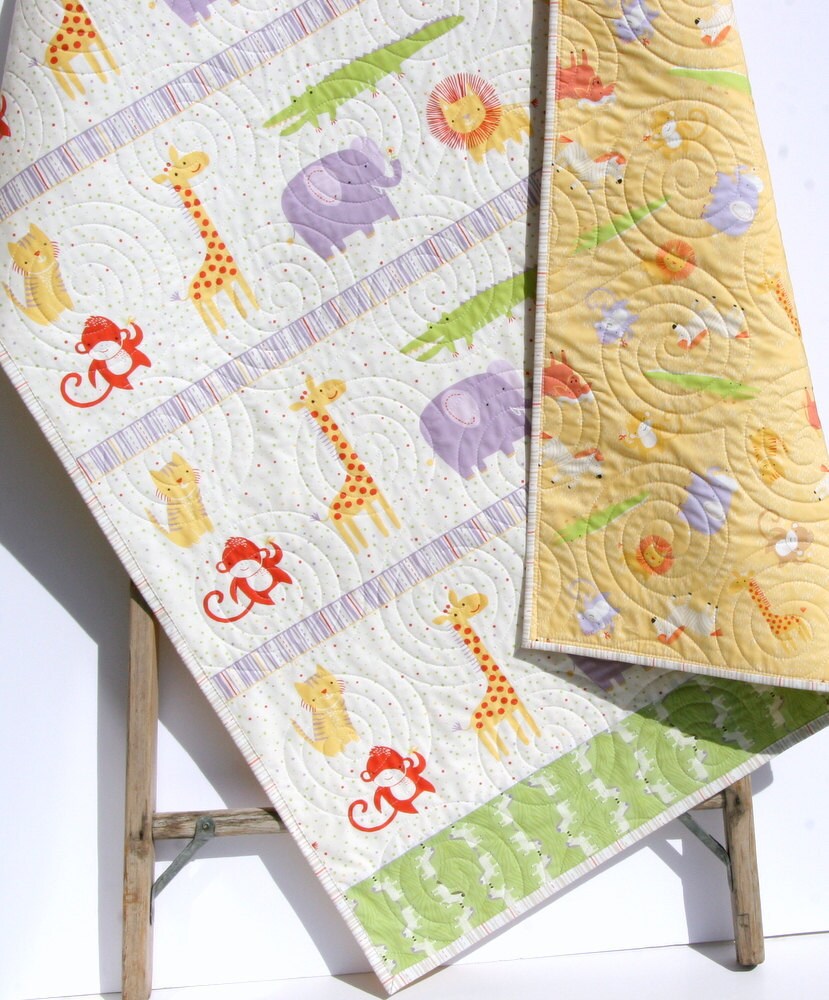 LAST ONE Safari Animal Quilt Gender Neutral Quilt Sale Boys Quilt Girls Quilt Elephant Nursery Safari Baby Shower Baby Gift Safari Nursery