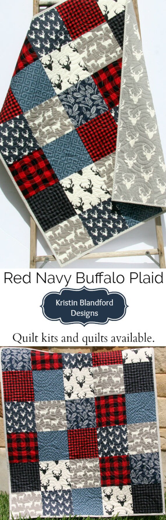 Navy Buffalo Check Blanket