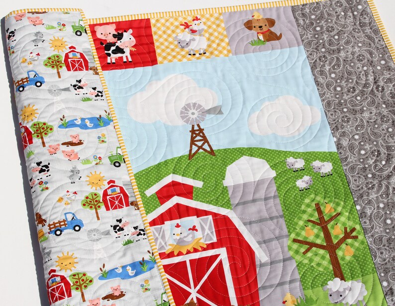 Blue Barnyard Pig Quilted Blanket NCU0TL266 main image 1