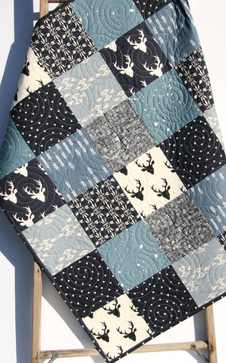 LAST ONE Woodland Quilt Baby Boy Deer Stag Baby Blanket Etsy