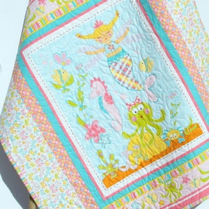 Mermaid Nursery Quilt, Girl Nautical Bedding, Sea Life Decor, Seahorse Blanket Pink Aqua Blue Unique Newborn Gift Baby Shower, Ready to Ship
