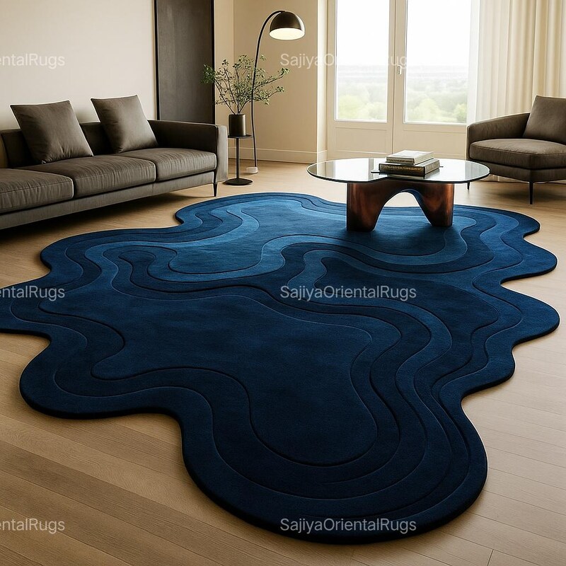 Organic Shape Dark Rug - Etsy UK