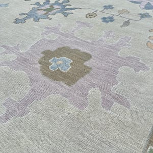 Hand-Knotted Turkish Wool Oushak Rug: 8x10 Vintage Floral Area Rug
