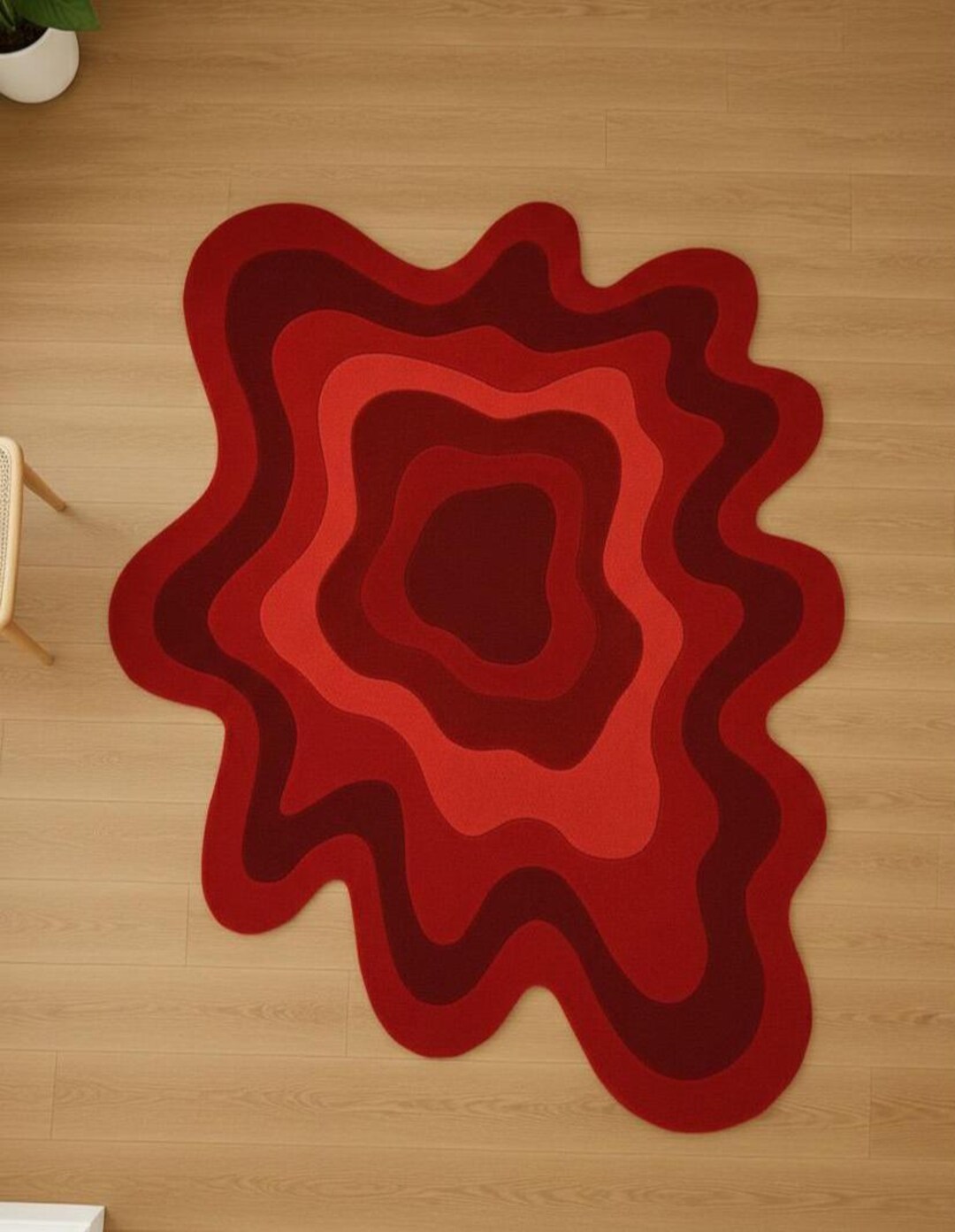 Red Layered Rugs Modern Abstract Red Layered Rug – 5x8, 6x9, 8x10, Hand-tufted Irregular ...