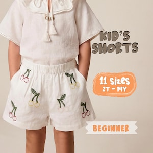 Patrón de pantalones cortos para niños Patrón de costura de pantalones cortos para niños pequeños Patrón de pantalones cortos en PDF para telas tejidas