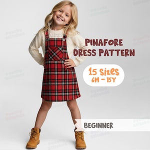 Modello di abito scamiciato per bambine, modello di abito salopette, modello di abito in cotone, modello di abito intero, modelli di cucito in PDF per bambini