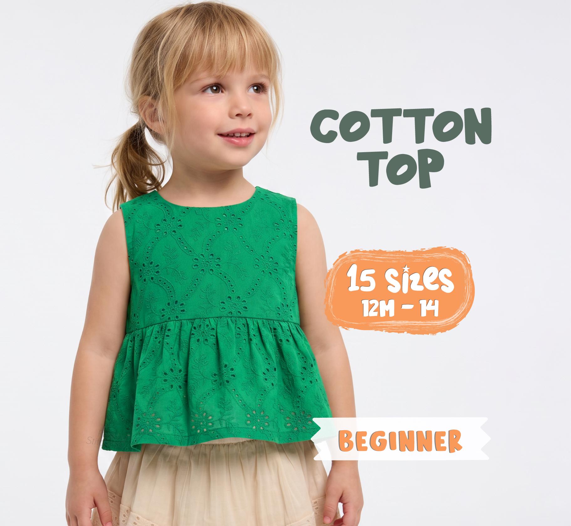 Girl's Top Sewing Pattern for Toddlers Shirt Pattern for Kids Summer ...