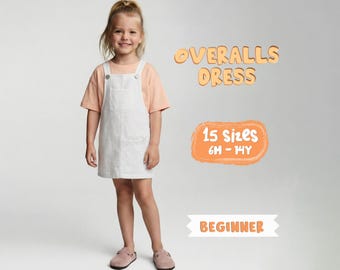 Girl's Overalls Dress Sewing Pattern For Kids Dungarees Dress Pattern (PDF Pattern)