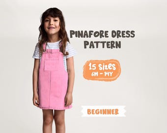 Overall Dress Pattern For Girls, Pinafore Dress Sewing Pattern, Dungaree Dress Pattern, Apron Dress Pattern, Jumper Dress Sewing Patterns