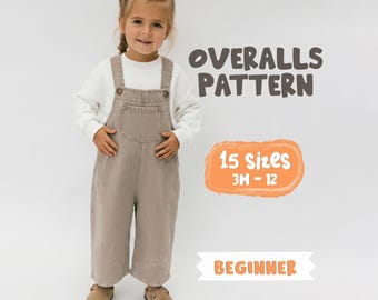 Overalls Sewing Pattern For Kids - Jumpsuit Pattern For Girls Dungarees Pattern, Romper Pattern For Children 3M - 12Y