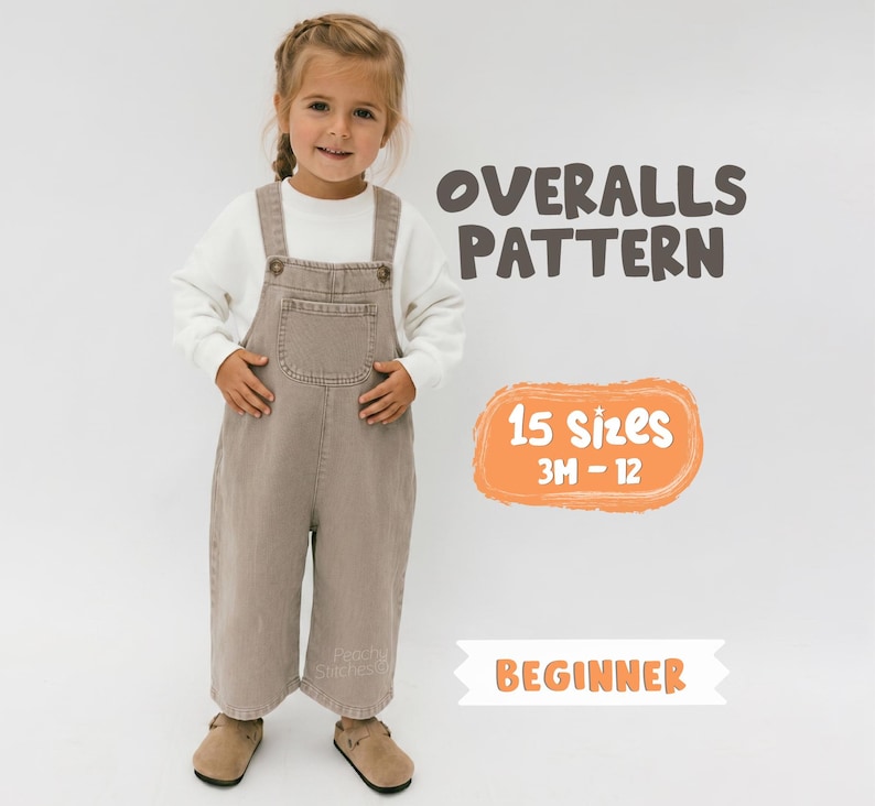 Overalls sewing pattern for Kid's Romper Sewing Pattern For Toddlers - Onesie Pattern For Kids, PDF Patterns For Children, overalls pattern for toddlers, sewing patterns for babies, jumpsuit pattern for kids, jumper pattern for toddlers, pdf sewing patterns for kids, girls jumpsuit pattern, children's dungarees sewing pattern for kids