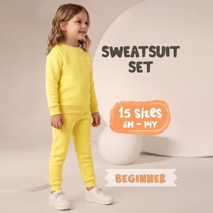 Kid's Sweatpants Sewing Pattern Sweatshirt Pattern For Girls, Tracksuit Pattern For Kids, Girl's Pajama Pattern (PDF Download, 6m-14yrs)