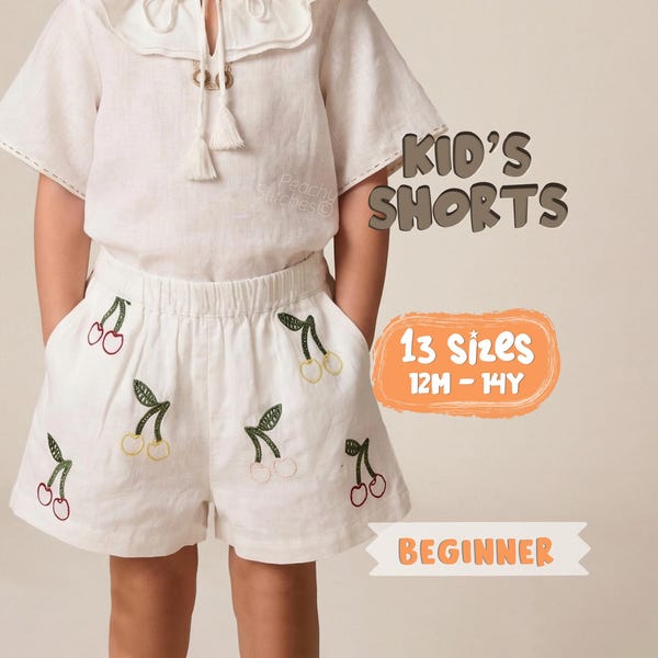 Patrón de pantalones cortos para niños Patrón de costura de pantalones cortos para niños pequeños Patrón de pantalones cortos en PDF para telas tejidas