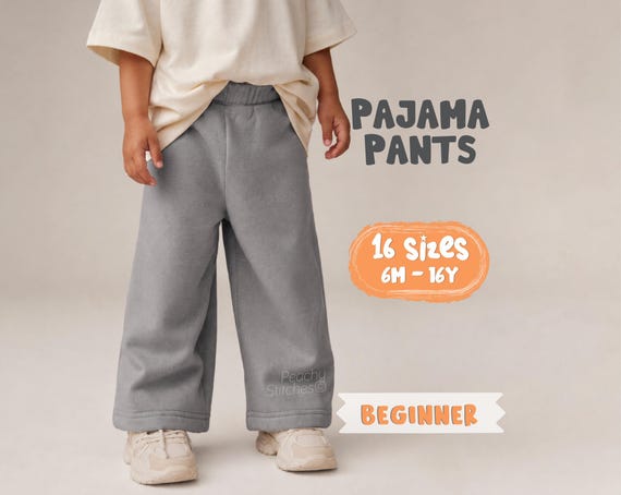 Toddler Pants Sewing Pattern For Kids Sweatpants Pattern For Children Pajama Pants Sewing Pattern For Boys (6M-16Y)