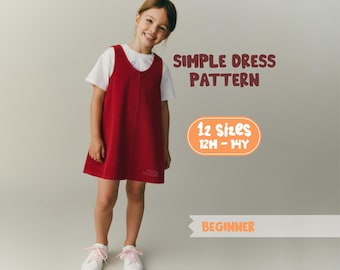 Kids Dress Sewing Pattern For Girls Pinafore Dress Pattern For Children (12M-14Y)