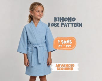 Kids Kimono Robe Sewing Pattern: Linen Bathrobe (PDF Pattern)