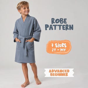 Kid's Robe Sewing Pattern For Boys: Linen Kimono Bathrobe Pattern (PDF Pattern)