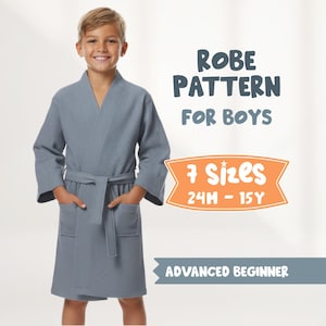 Kid's Robe Sewing Pattern For Boys: Linen Kimono Bathrobe Pattern (PDF Pattern)