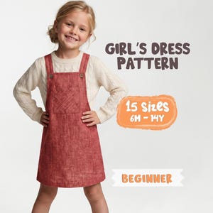 Dress Pattern For Girls, Pinafore Dress Sewing Pattern, Cotton Dress Pattern, Overall Dress Pattern, PDF Sewing Patterns For Kids