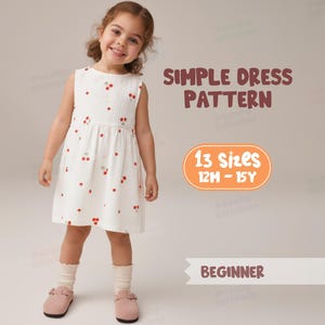 Mönster för barnklänningar för flickor, mönster för pinaforeklänningar för barn (12 M-14Å)