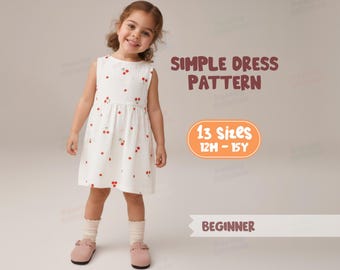 Kids Dress Sewing Pattern For Girls Pinafore Dress Pattern For Children (12M-14Y)